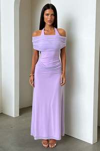 All Dresses: Ellie Halter Neck Maxi Dress - Purple