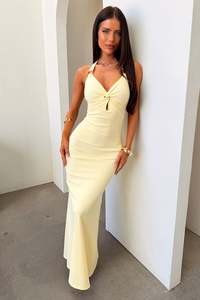 Nikki Halter Neck Maxi Dress - Yellow