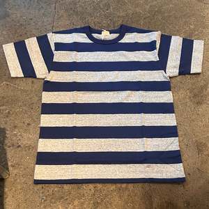 Heavyweight Border Tee Grey & Navy