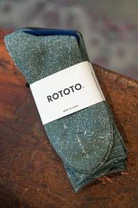 Footwear: Washi Pile Crew Socks - Green