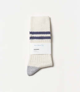 Recycled Cotton Socks - Natural/Denim Blue