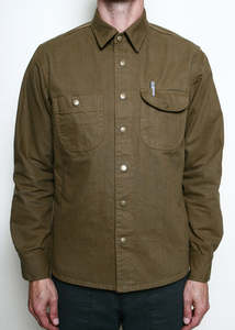 Jackets: Golden Brown Dyed Selvedge Canvas Workshirt