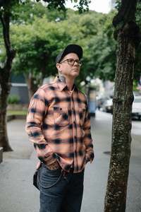 Jackets: Rope Dyed Indigo/Pink Flannel Shirt