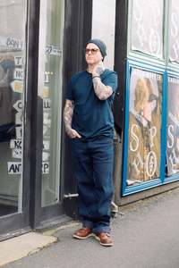 Jeans: Sashiko Loose Straight Jeans