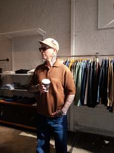 Tops: Brown SS Knit Polo