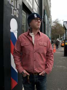 Tops: Red Chambray LS