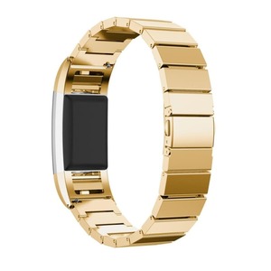 Blueshift Watch Straps Protective Cases: Fitbit Charge 2 Strap Steel Link Bracelet (Gold)