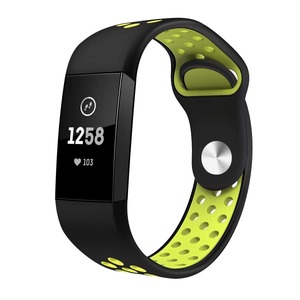 Blueshift Watch Straps Protective Cases: Fitbit Charge 3 Strap Sport Silicone (Black/Volt)