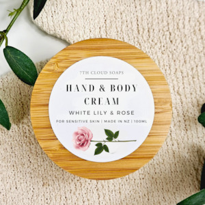 Moisturizes: White Lily & Rose Hand & Body Cream | Glass Jar with Bamboo Lid