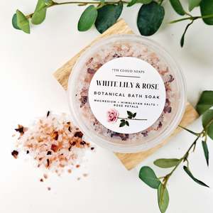 White Lily & Rose Botanical Bath Soak | Magnesium & Himalayan Pink Salts | 250g