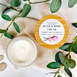 Sweet Pea & Vanilla Hand & Body Cream | Glass Jar with Bamboo Lid