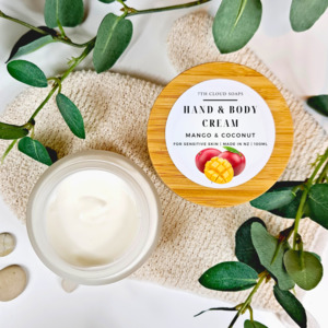 Moisturizes: Mango & Coconut Hand & Body Cream | Glass Jar with Bamboo Lid