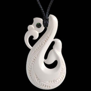 Specials: Large Whale Tail Manaia Bone Pendant with patterning