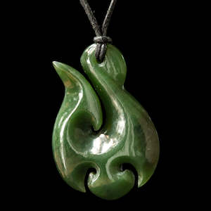 Tamaki Carvers 1: Hei Matau hook, Jade Pendant handcrafted NZ Pounamu