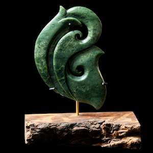 Exhibition Gallery: Jade Matau Koru contemporary freeform, handcrafted sculpture