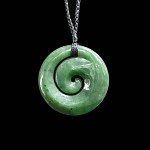 large Koru, closed form,  hand-crafted jade pendant