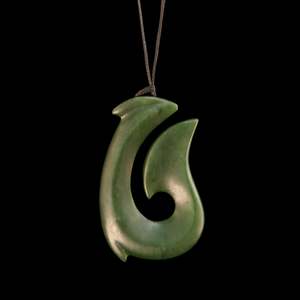 Orphaned: Hei Matau hook, handcrafted jade pendant