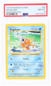 1999 Pokémon Base Set Magikarp Shadowless #35 PSA 8