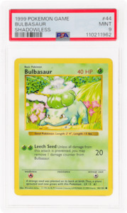 All Collectables: 1999 Pokémon Base Set Bulbasaur Shadowless #44 PSA 9