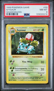 1999 Pokémon Base Set Ivysaur Shadowless #30 PSA 8