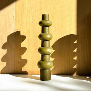 Beeswax Candles: Green Ringed Candle