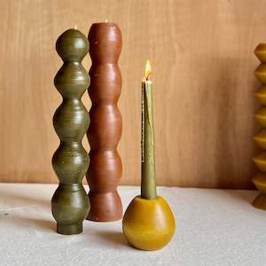 Nz Beeswax Candles: Auburn Wave Pillar Candle