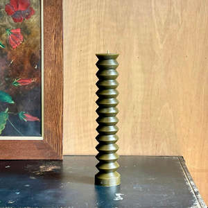 Nz Beeswax Candles: Large Olive Zig Zag Candle
