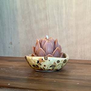 Candle And Ceramic Sets: Brown & Black Spec Ceramic/Candle Set