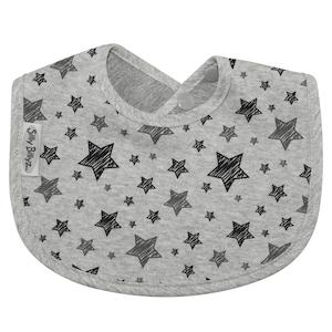 Jersey Cotton Bib - Grey Stars