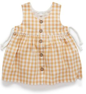 Purebaby Organic Cotton And Gorgeousness: Purebaby Gingham Button Dress - golden