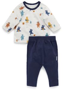 Purebaby Organic Cotton And Gorgeousness: Purebaby - Dancing bear gift set in 6-12 months