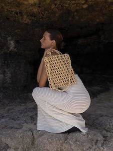 Bags: Gia Beaded Tote Bag Natural
