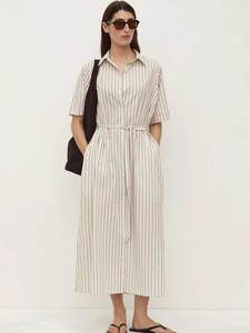 Ria Stripe Midi Shirt Dress Cream/Smoke
