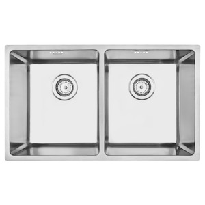 Kitchen Sinks: Mercer Pressato 340/340 Double Sink
