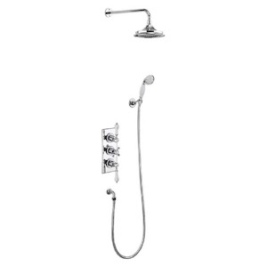 Burlington Trent Thermostatic Two Outlet Concealed Shower Valve, Fixed Shower Ar&hellip;