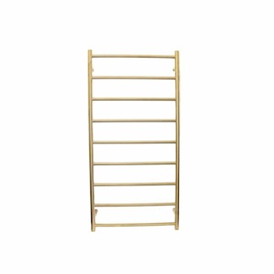 Bathroom: Tranquillity Jersey Round Heated Towel Ladder 1200 x 600mm | Brushed Brass