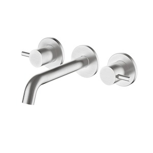 Swiss Wall Mounted Spout & Tap Set | Brushed Stainless Steel
