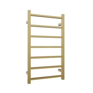 Newtech Quadro 7 Bar Heated Towel Ladder 800mm | Brushed Brass