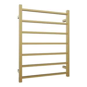 Newtech Quadro 7 Bar Wide Heated Towel Ladder 800mm | Brushed Brass