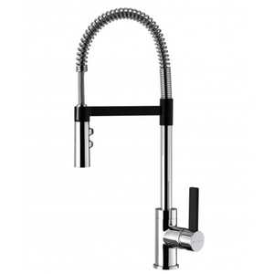 Methven Gaston Spring Pull Down Twin Function Sink Mixer | Polished Chrome & Matte Black