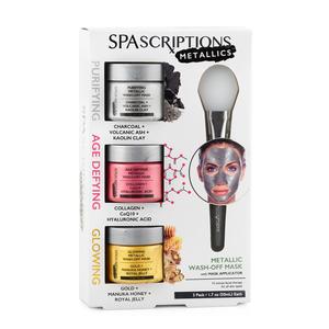 New Items Copy: Spascriptions: Metallics Face Mask x3 Set Purifying/Age Defying/Glowing with applicator