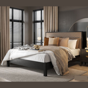 Slat Beds Single: ANDES LOW-FOOT SLAT BED WITH UPHOLSTERED HEADBOARD | NZ MADE