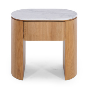 New: CLOVER OAK BEDSIDE CABINET | MARBLE TOP