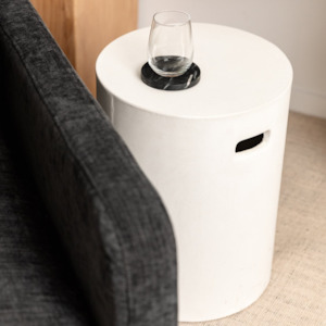 Outdoor: CONCRETE PIPE SIDE TABLE or STOOL | WHITE