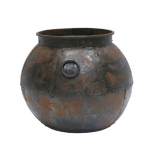 SAHAR ROUND IRON PLANTER | LARGE
