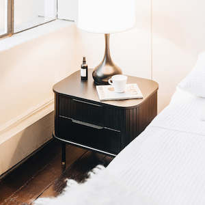 ANDERS BEDSIDE CABINET - BLACK OAK