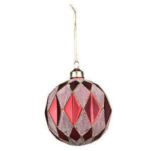 All Things Christmas: Harlequin Glass Bauble | Claret Red