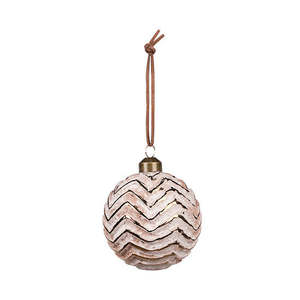 All Things Christmas: Chevron Pattern Glass Bauble | Brown/Gold