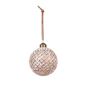 All Things Christmas: Tessellated Pattern Glass Bauble | Brown/Gold