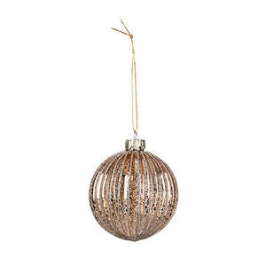 All Things Christmas: Gold Ribbed Glass Bauble | 8cm